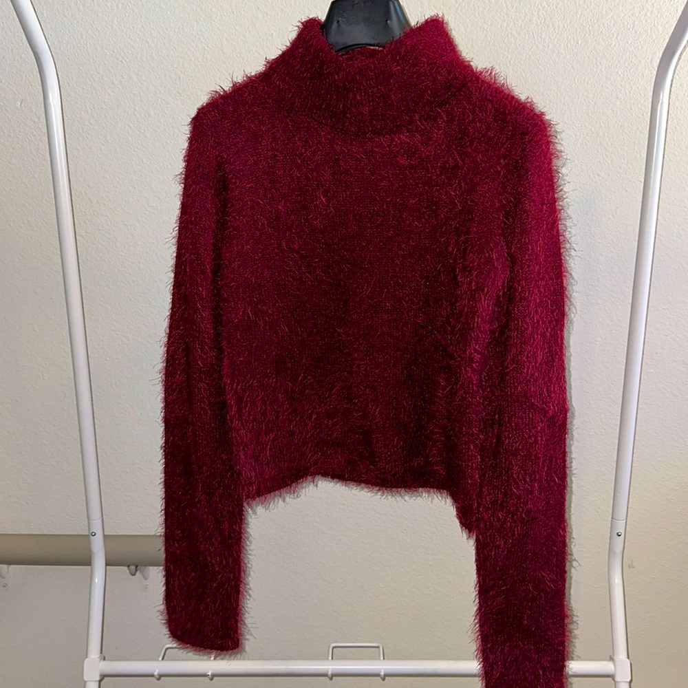 Dolls kill Current Mood burgundy fuzzy sweater